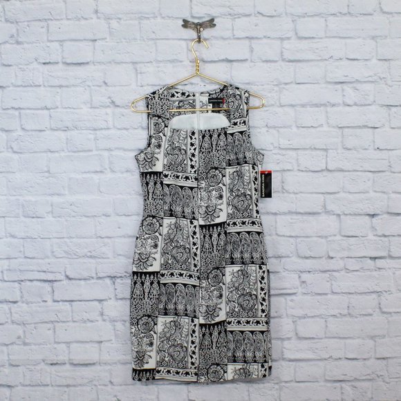 Sandra King Dresses & Skirts - NWT! Sandra King Black White Silk Floral Paisley Square Neck Short Dress Size 6